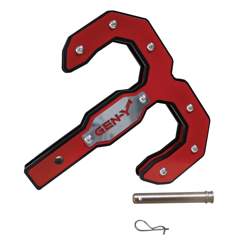 GEN-Y Hitch GH-0070-R, Hulk 2.0 16K Tow Hook 2in Shank w/GH-099 Pin/GH-011 Clip - Black/Red