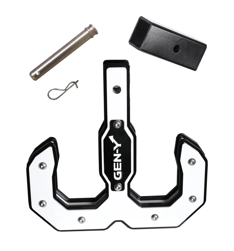 GEN-Y Hitch GH-0071-W, Hulk 2.0 16K Tow Hook 2in Shank w/GH-009 Reducer Sleeve/GH-099 Pin/GH-011 Clip - Black/White