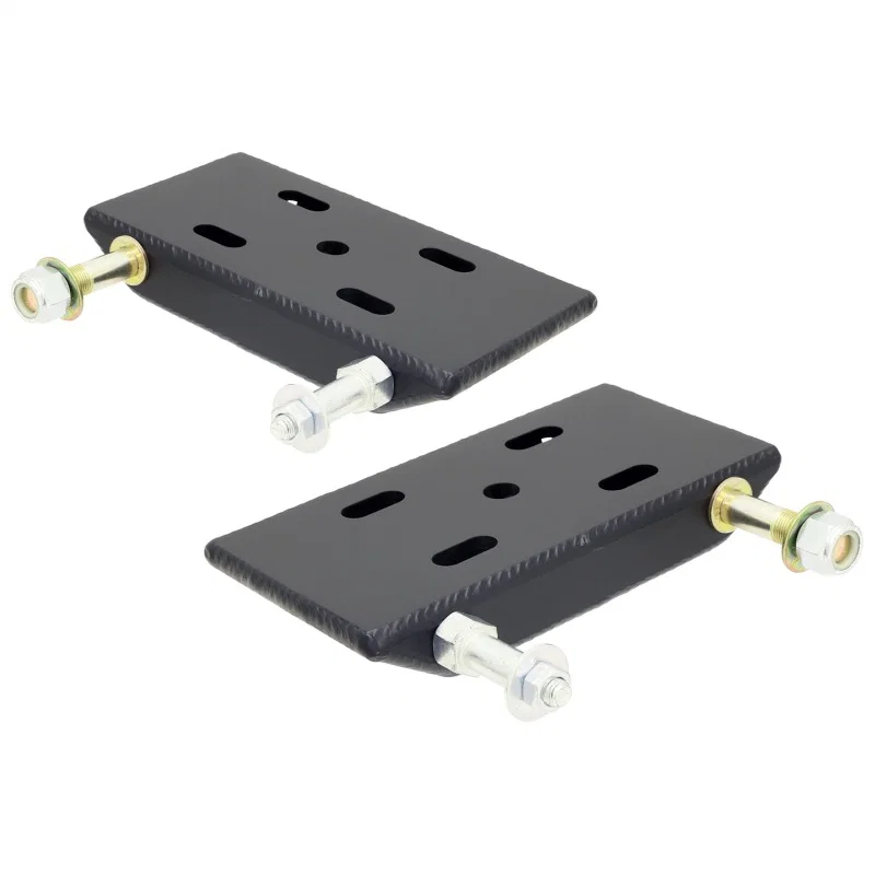 RockJock CE-9031D, Jeep CJ Front Leaf Spring Plates For 2in Springs w/ Shock and Sway Bar Mounts Pair