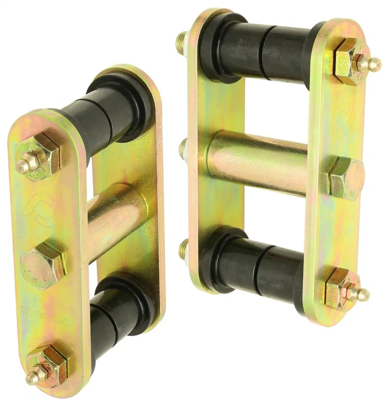 RockJock CE-9035A, 76-86 CJ HD Leaf Spring Shackles Front w/ Urethane Bushings HD Greasable Bolts Pair for Jeep