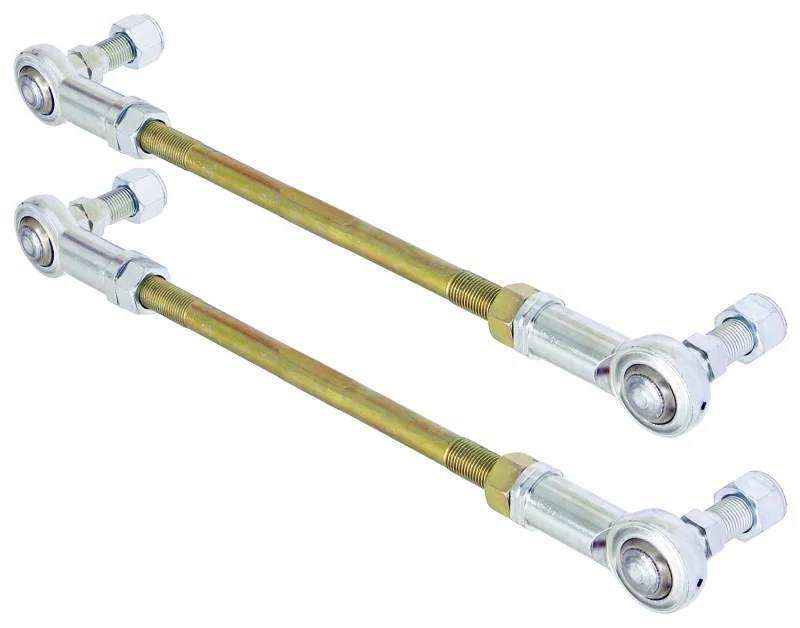 RockJock RJ-253203-101, Adjustable Sway Bar End Link Kit 12 1/2in Long Rods w/ Heims and Jam Nuts pair