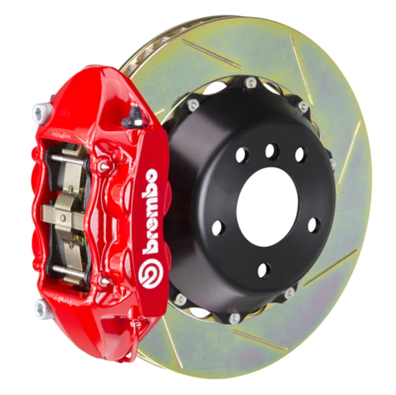 Brembo 2P2.9055A2, SS Rear GT BBK 4 Piston Cast 380x28 2pc Rotor Slotted Type-1-Red