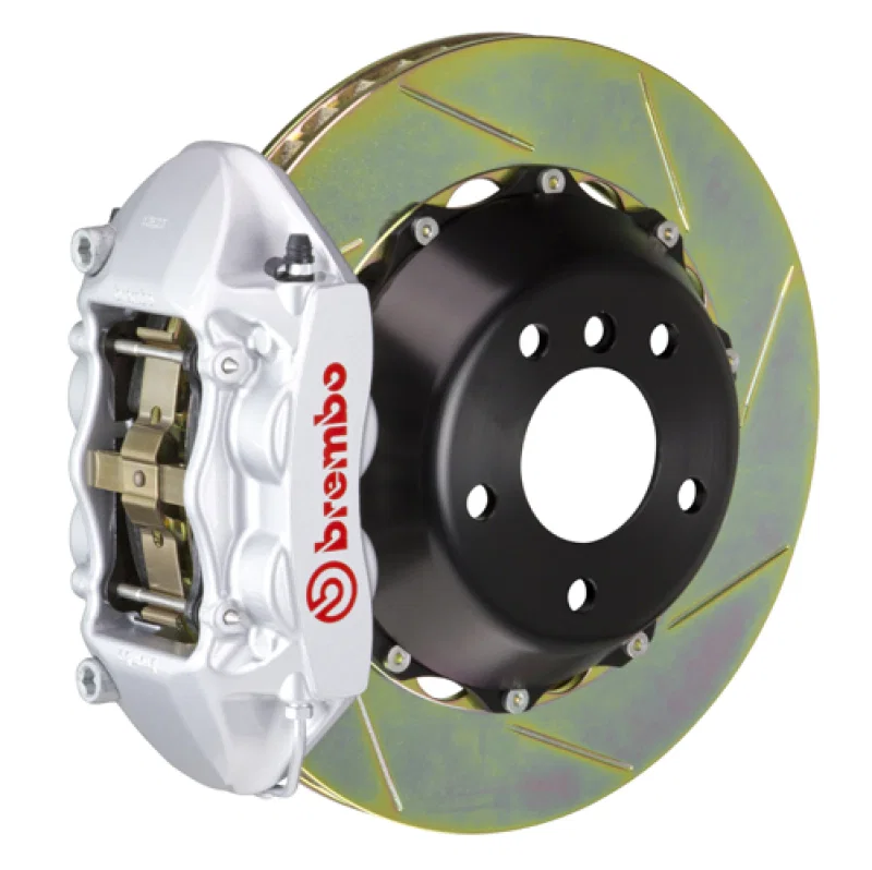 Brembo 2P2.9055A3, SS Rear GT BBK 4 Piston Cast 380x28 2pc Rotor Slotted Type-1-Silver
