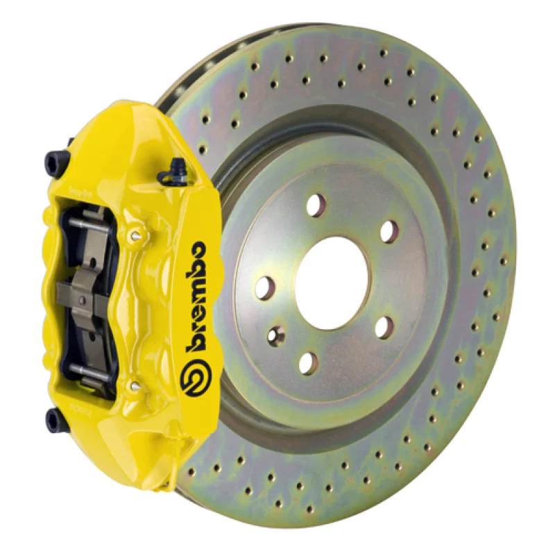 Brembo 2P4.8503A5, SS Rear GT BBK 4 Piston Cast 365x28 1pc Rotor Drilled- Yellow
