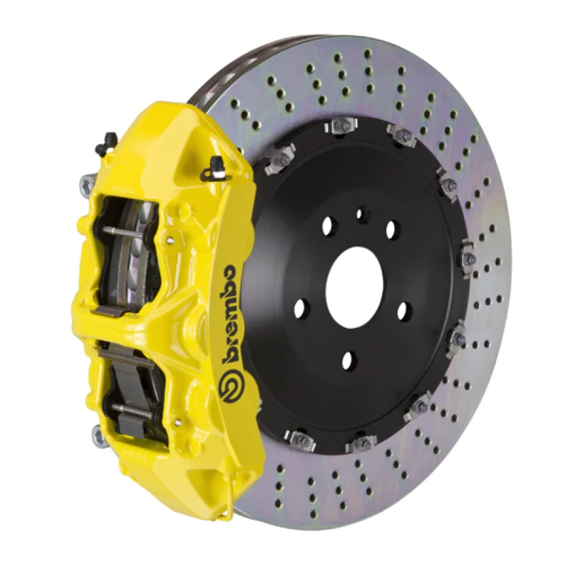 Brembo 1N1.9538A5, SS Front GT BBK 6 Piston Cast 405x34 2pc Rotor Drilled- Yellow