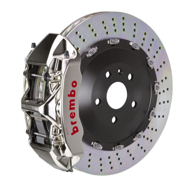 Brembo 1N1.9538AR, SS Front GTR BBK 6 Piston Billet405x34 2pc Rotor Drilled- Nickel Plated