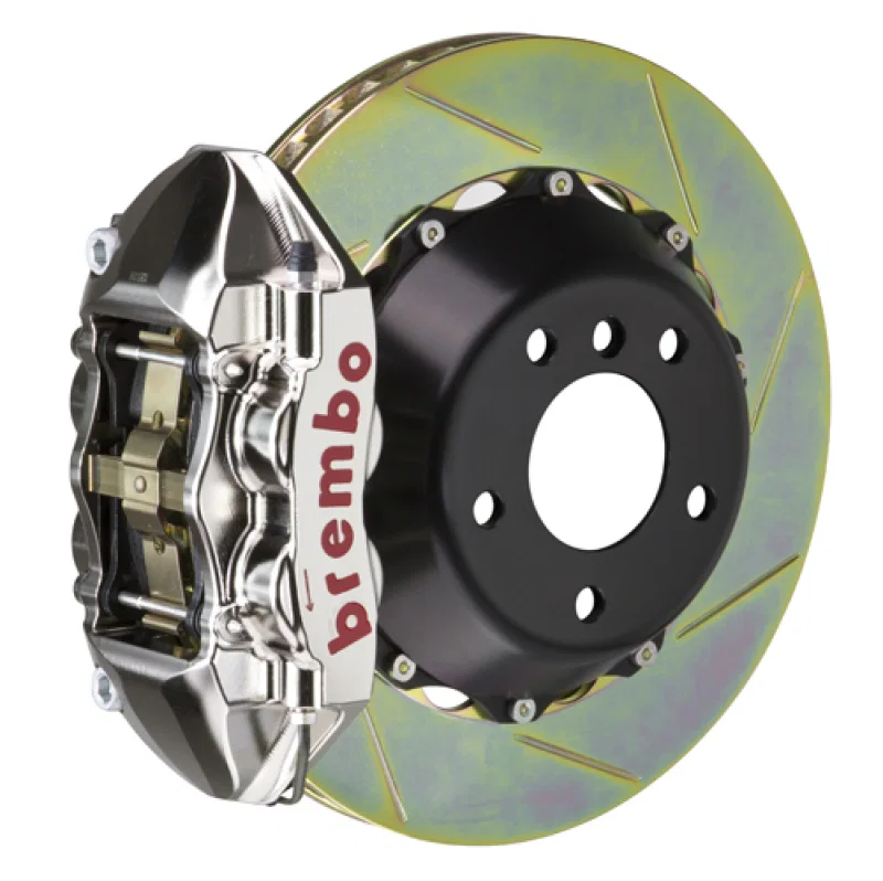 Brembo 2P2.9055AR, SS Rear GTR BBK 4 Piston Billet380x28 2pc Rotor Slotted Type-1- Nickel Plated
