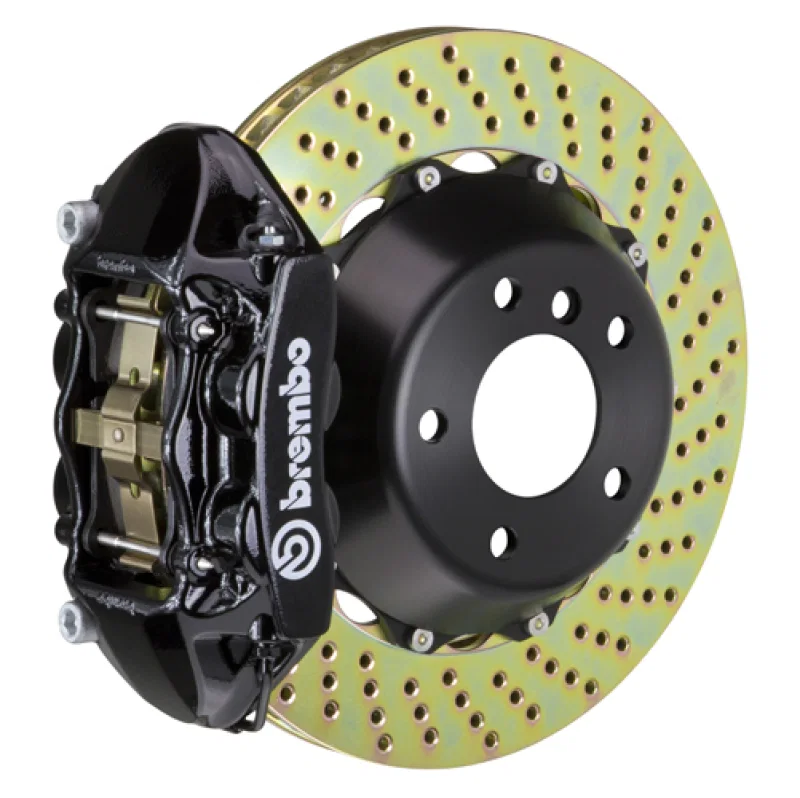 Brembo 2P1.9055A1, SS Rear GT BBK 4 Piston Cast 380x28 2pc Rotor Drilled-Black