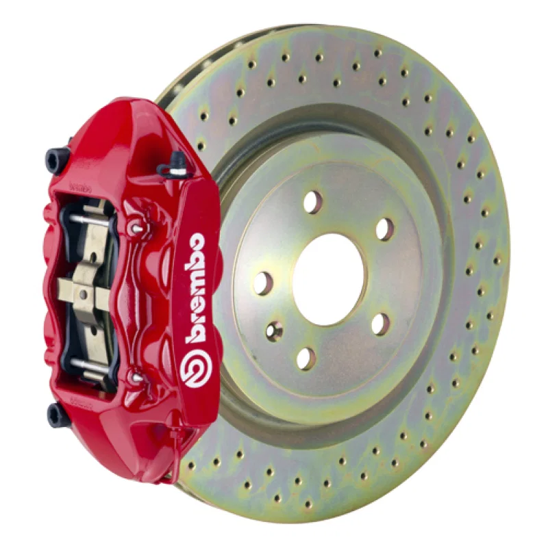 Brembo 2P4.8503A2, SS Rear GT BBK 4 Piston Cast 365x28 1pc Rotor Drilled-Red