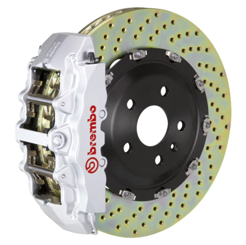Brembo 1N1.9025A3, 00-02 RS4 Front GT BBK 6 Piston Cast 380x34 2pc Rotor Drilled-Silver
