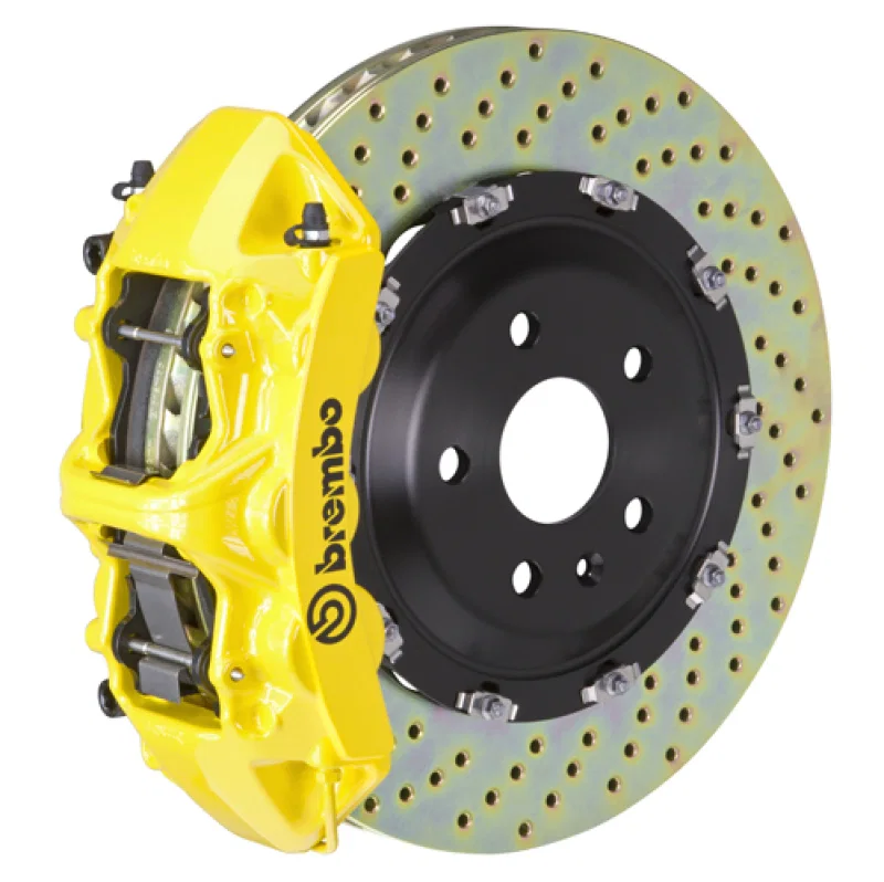 Brembo 1N1.9025A5, 00-02 RS4 Front GT BBK 6 Piston Cast 380x34 2pc Rotor Drilled- Yellow