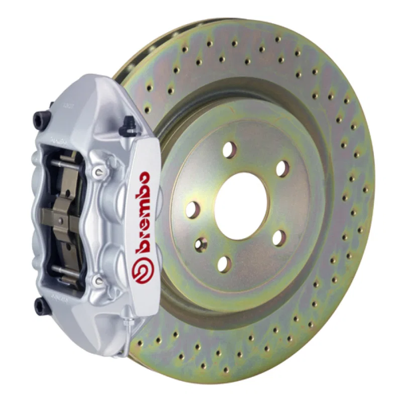 Brembo 2P4.8503A3, SS Rear GT BBK 4 Piston Cast 365x28 1pc Rotor Drilled-Silver