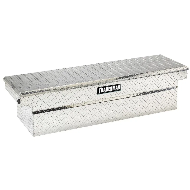 Tradesman 9100DBPB, Aluminum Single Lid Cross Bed Truck Tool Box Deep Well/Push Button (71in.) - Brite