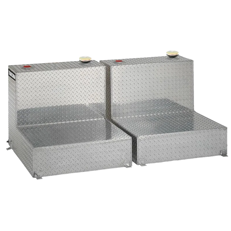 Tradesman 3296, Aluminum Twin L-Shape Liquid Storage Tank (96 Gallon Capacity) - Brite