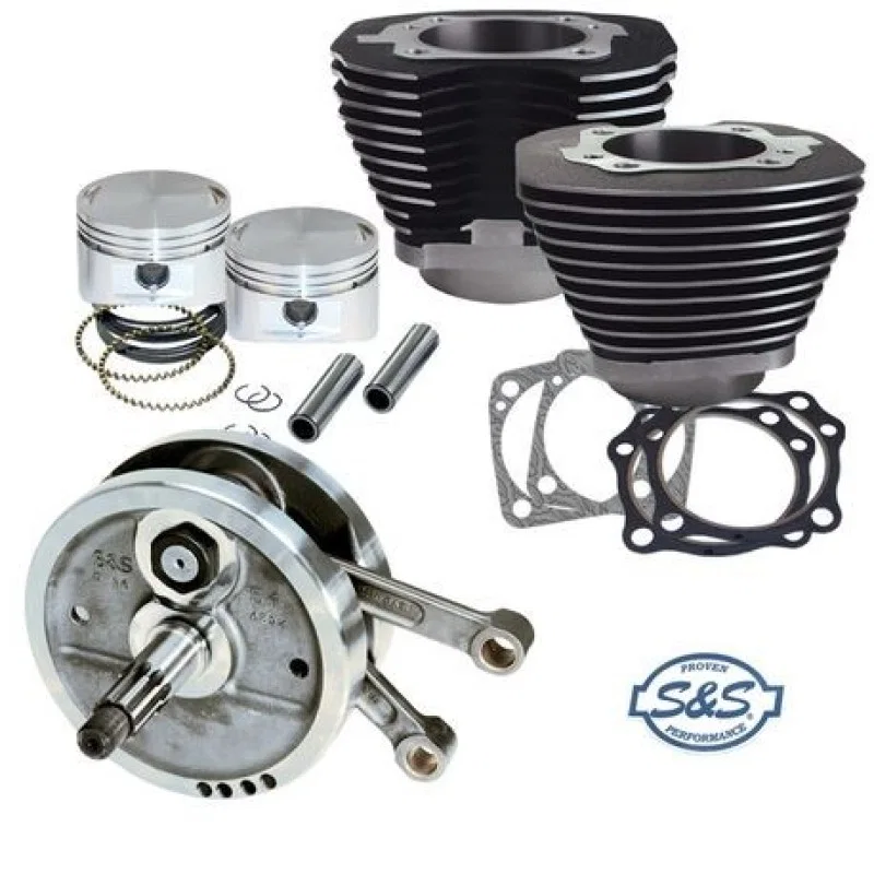 S&S Cycle 91-7661, 84-99 BT 96in Sidewinder Big Bore Stroker Kit - Wrinkle Black