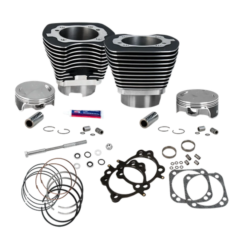 S&S Cycle 910-0338, 07-16 BT 124in Standard Compression 4-1/8in Big Bore Kit - Wrinkle Black for Harley-Davidson