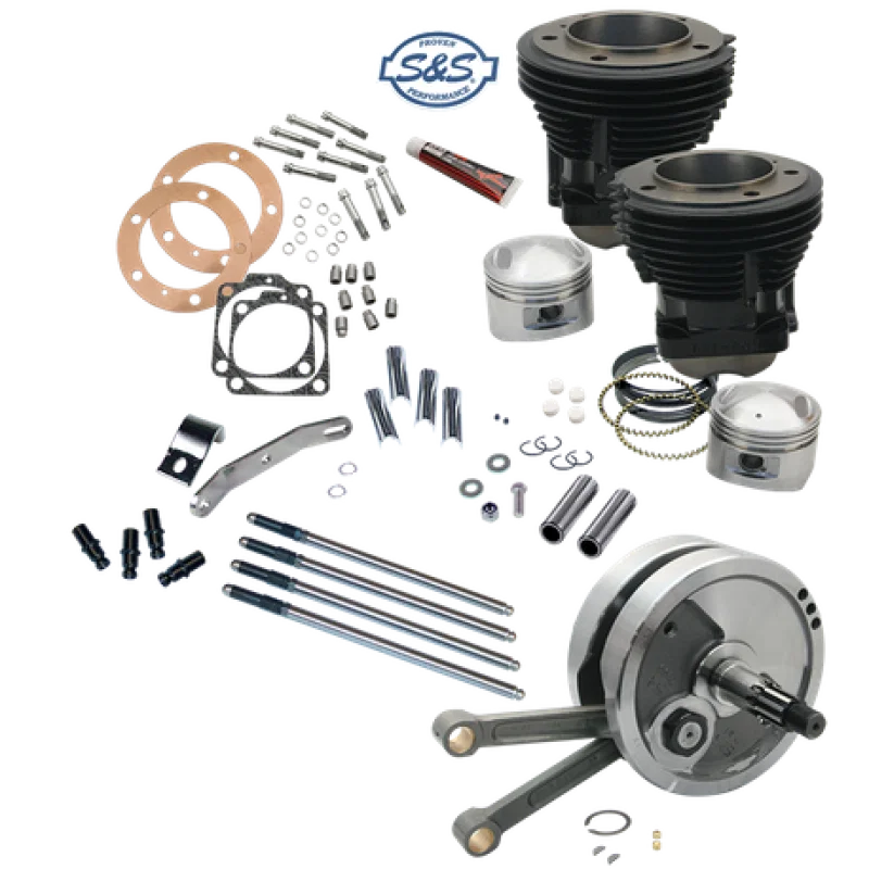 S&S Cycle 91-9130, 70-84 BT 93in Sidewinder High Compression Big Bore Stroker Kit - Gloss Black