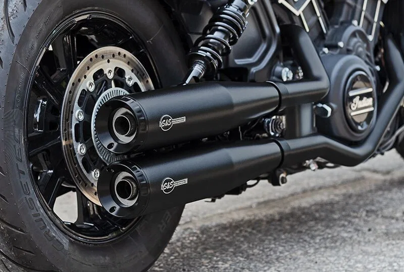 S&S Cycle 4110-266, 15-23 Indian Scout 4in Grand National Slip-on Muffler - Black