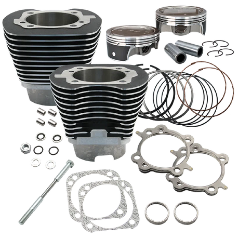 S&S Cycle 910-0324, 07-16 BT 124in Low Compression 4-1/8in Big Bore Kit - Wrinkle Black for Harley-Davidson
