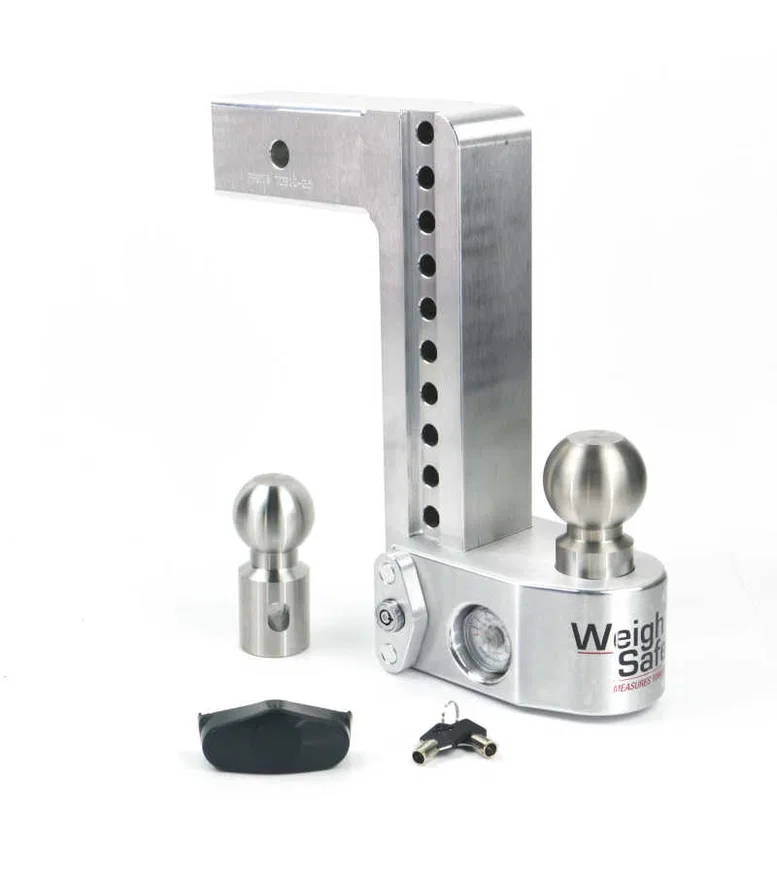 Weigh Safe WS10-2.5, 10in Drop Hitch w/Built-in Scale & 2.5in Shank (10K/18.5K GTWR) - Aluminum