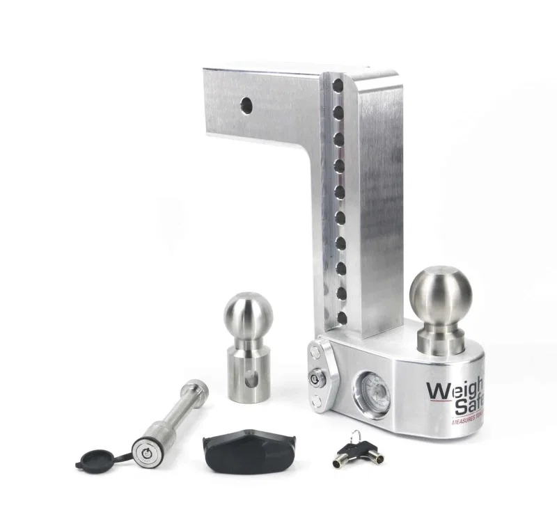 Weigh Safe WS10-3-KA, 10in Drop Hitch w/Built-in Scale & 3in Shank (10K/21K GTWR) w/WS05 - Aluminum