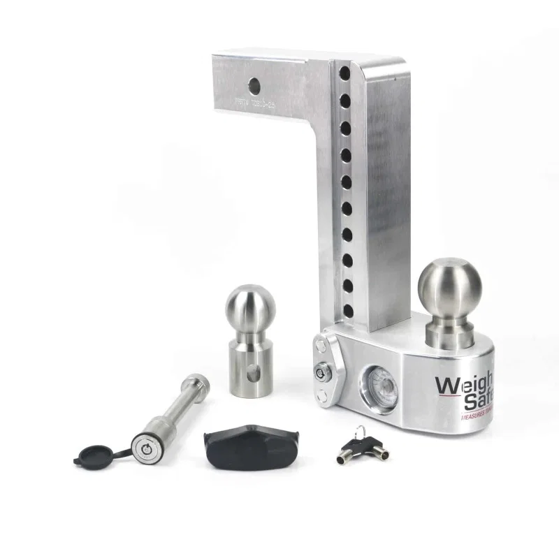 Weigh Safe WS10-2.5-KA, 10in Drop Hitch w/Built-in Scale & 2.5in Shank (10K/18.5K GTWR) w/WS05 - Aluminum