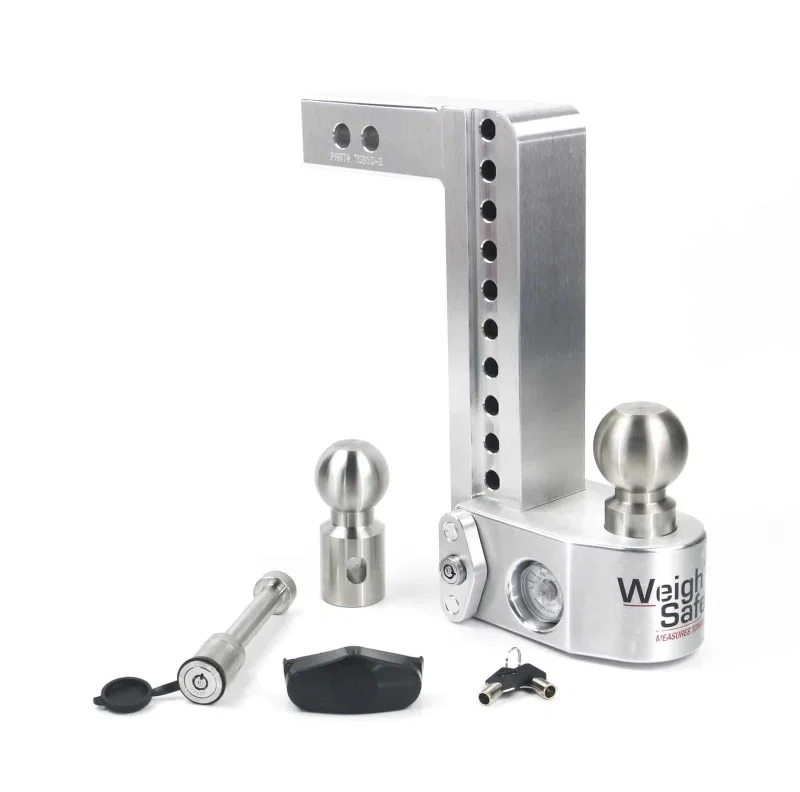 Weigh Safe WS10-2-KA, 10in Drop Hitch w/Built-in Scale & 2in Shank (10K/12.5K GTWR) w/WS05 - Aluminum