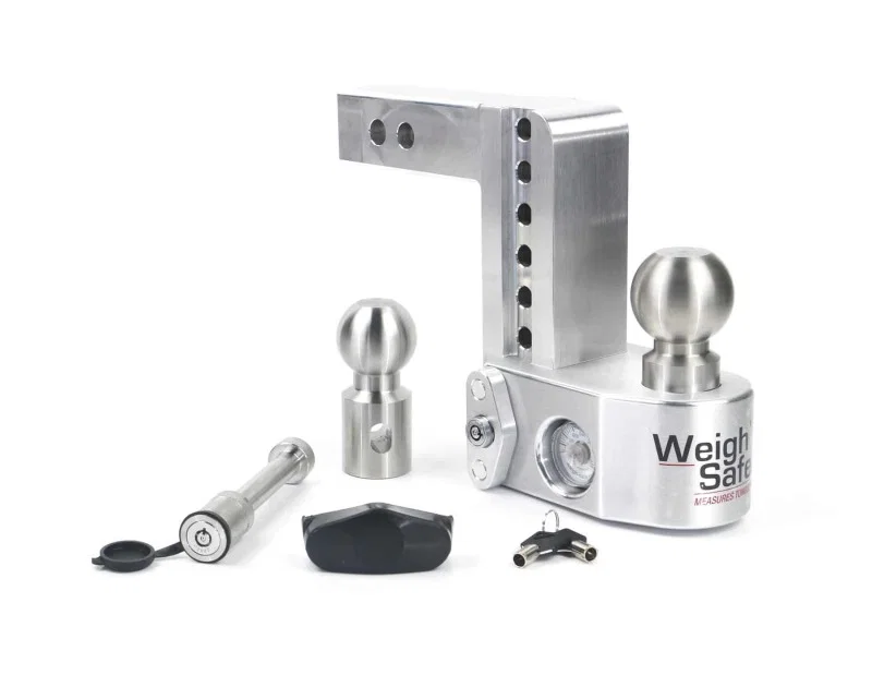 Weigh Safe WS6-2-KA, 6in Drop Hitch w/Built-in Scale & 2in Shank (10K/12.5K GTWR) w/WS05 - Aluminum