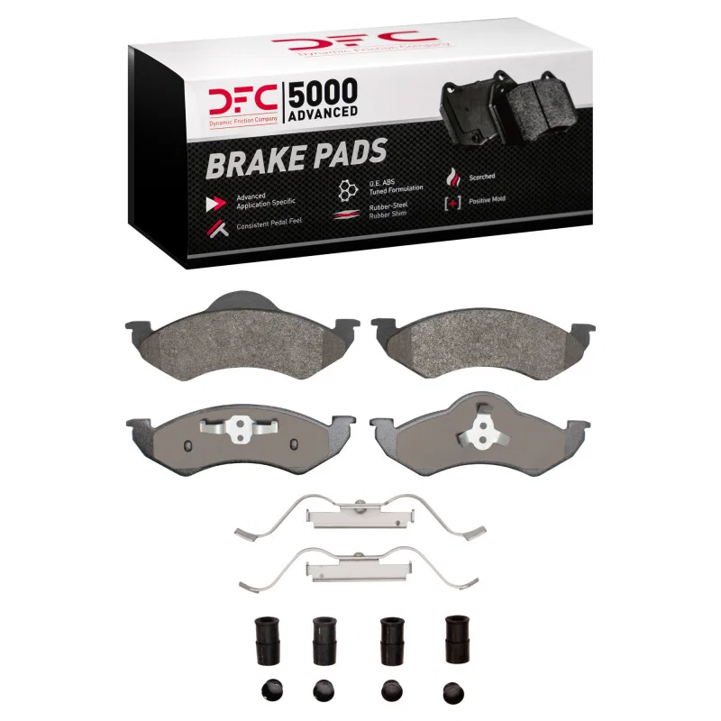 DFC 1551-0820-01, 00-02 Dodge Dakota RWD Front 5000 Advanced Semi Metallic Brake Pads and Hardware Kit