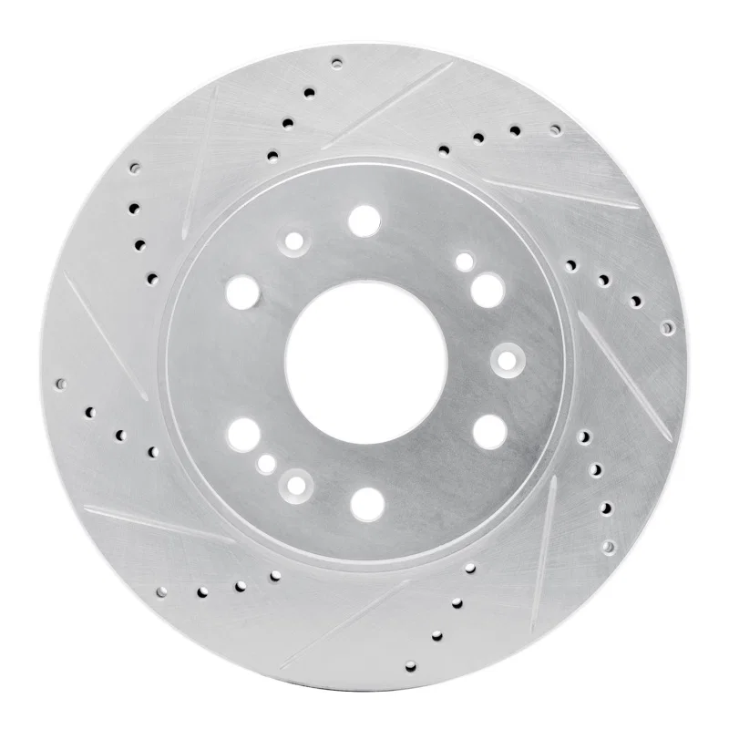 R1 Concepts 631-48050L, R1 05-19 Chevrolet Silverado 1500 Front Left Drilled & Slotted Silver Brake Rotor