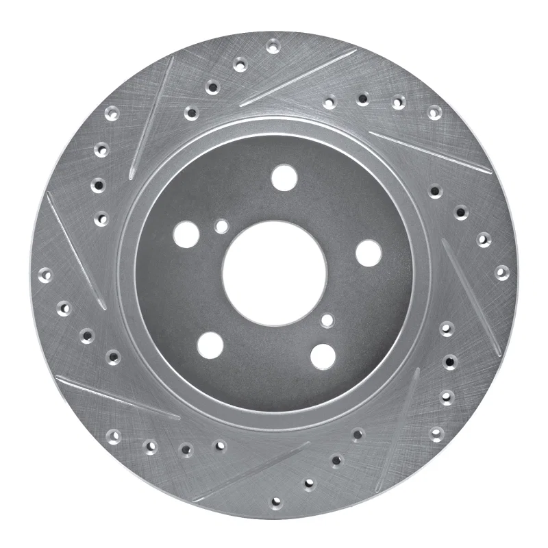 R1 Concepts 631-76122L, R1 96-03 Toyota RAV4 Front Left Drilled & Slotted Silver Brake Rotor