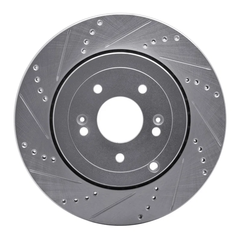 R1 Concepts 631-03031L, R1 10-16 Hyundai Genesis Coupe Rear Left Drilled & Slotted Silver Brake Rotor