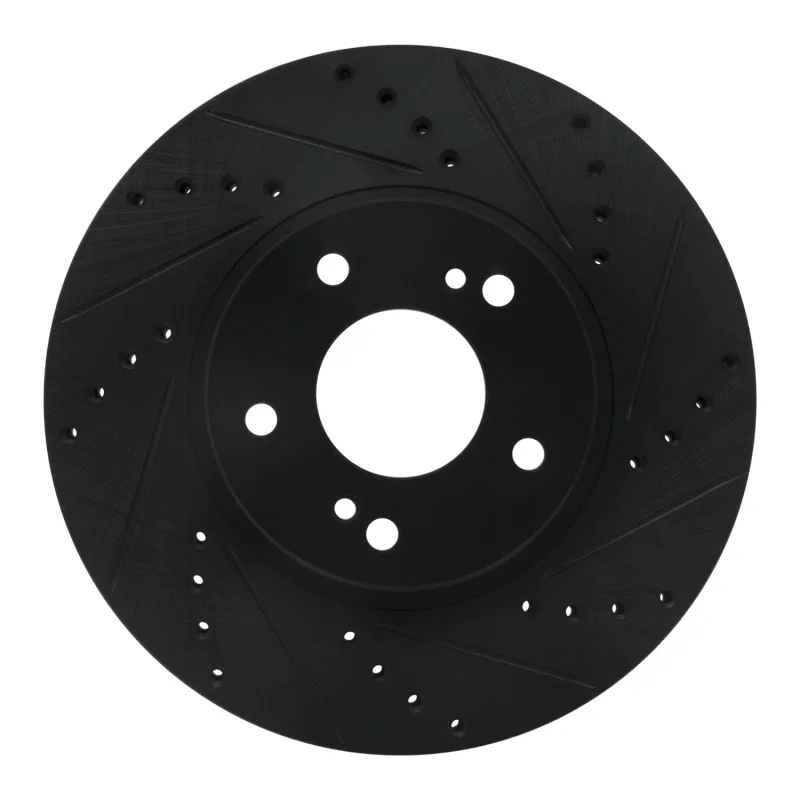 R1 Concepts 633-68005R, R1 97-01 Infiniti Q45 Front Right Drilled & Slotted Black Brake Rotor