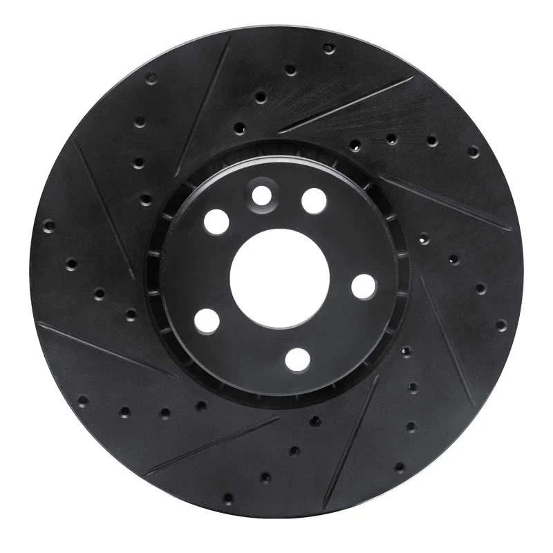 R1 Concepts 633-27043L, R1 10-16 Volvo XC60 Front Left Drilled & Slotted Black Brake Rotor