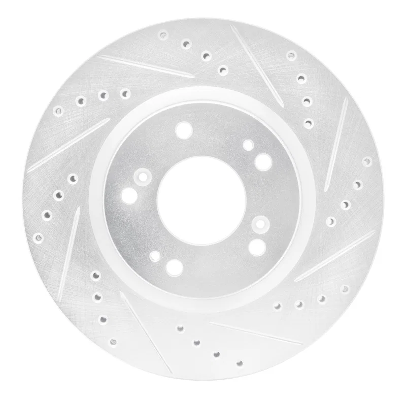 R1 Concepts 631-72037R, R1 04-12 Mitsubishi Eclipse Front Right Drilled & Slotted Silver Brake Rotor