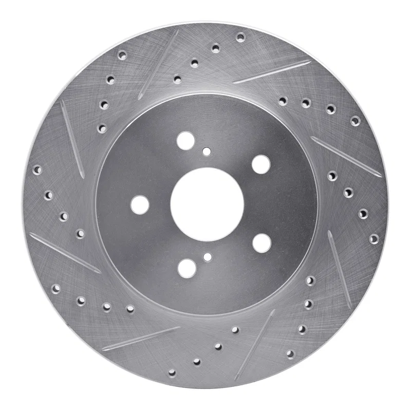 R1 Concepts 631-76129L, R1 04-09 Lexus RX350 Front Left Drilled & Slotted Silver Brake Rotor