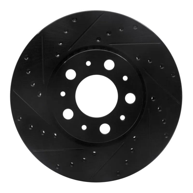 R1 Concepts 633-27028L, R1 99-09 Volvo XC70 Front Left Drilled & Slotted Black Brake Rotor