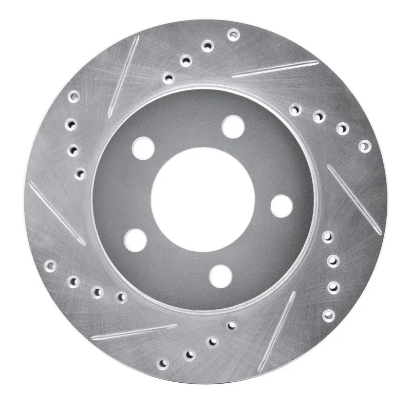 R1 Concepts 631-54029L, R1 70-93 Ford Taurus (Excl SHO) Front Left Drilled & Slotted Silver Brake Rotor