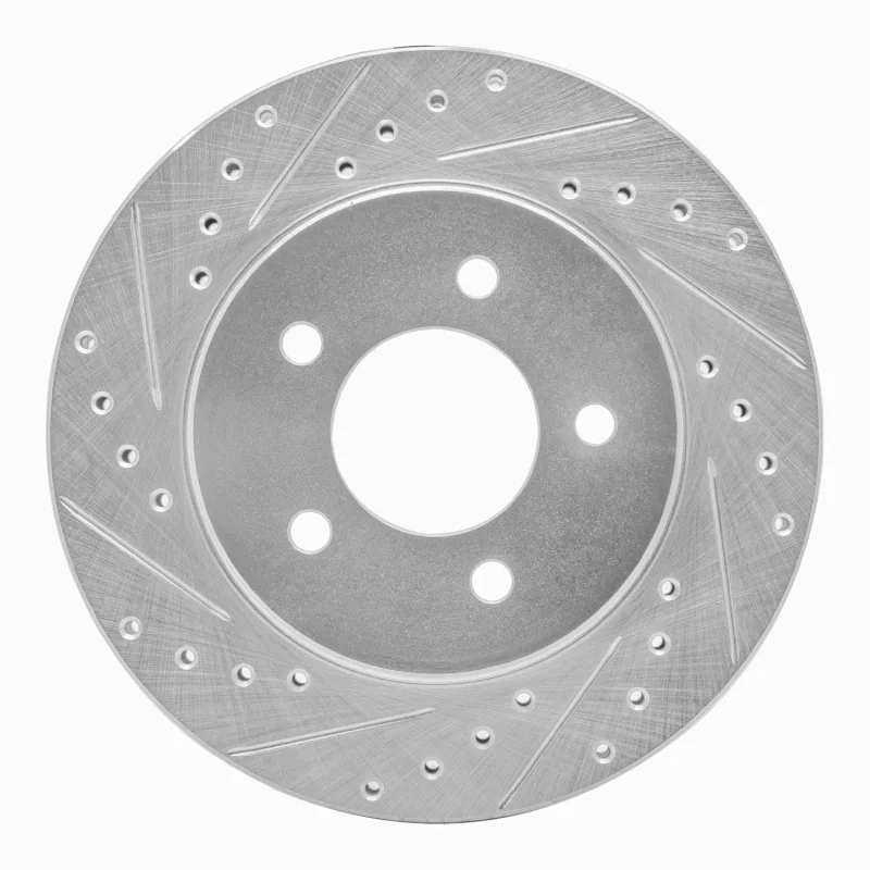 R1 Concepts 631-40085L, R1 91-02 Chrysler Grand Voyager Front Left Drilled & Slotted Silver Brake Rotor