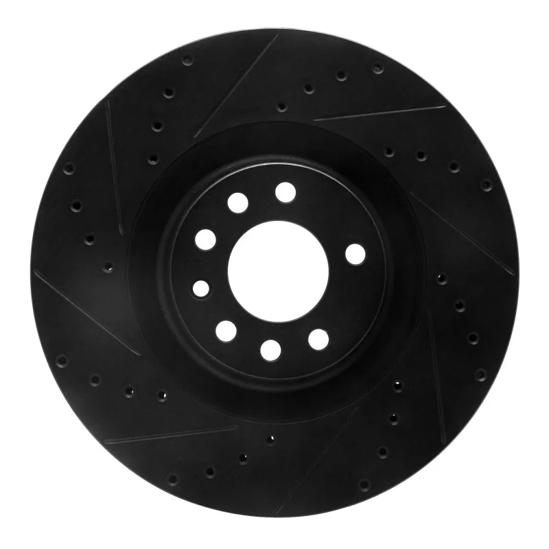 R1 Concepts 633-65021L, R1 08-11 Saab 9-3 Front Left Drilled & Slotted Black Brake Rotor