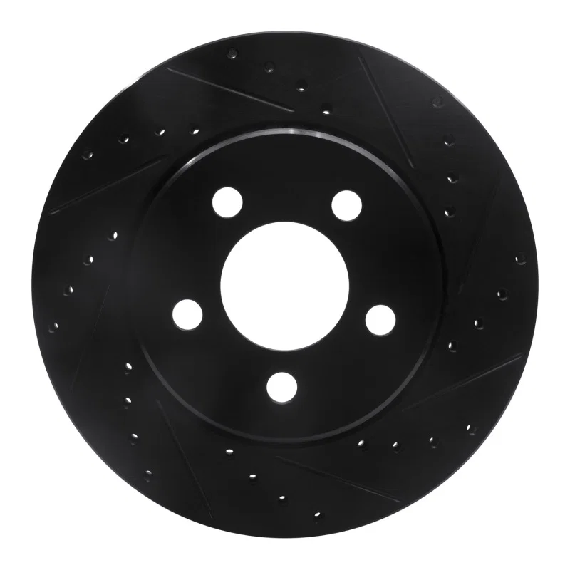 R1 Concepts 633-42020R, R1 07-12 Dodge Nitro Front Right Drilled & Slotted Black Brake Rotor