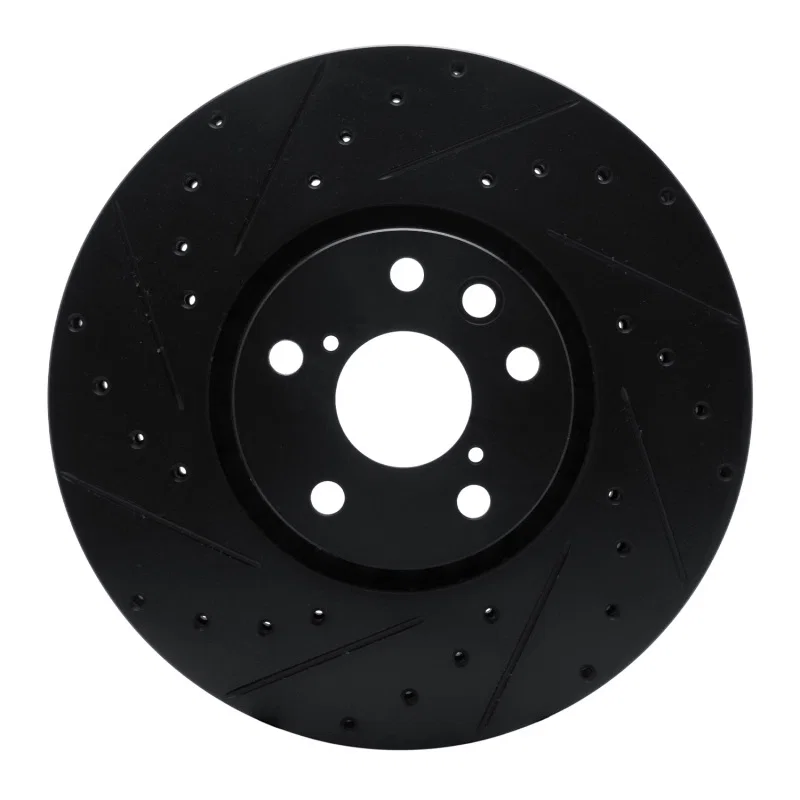 R1 Concepts 633-75052D, R1 06-20 Lexus GS350 Left Front Drilled & Slotted Black Brake Rotor