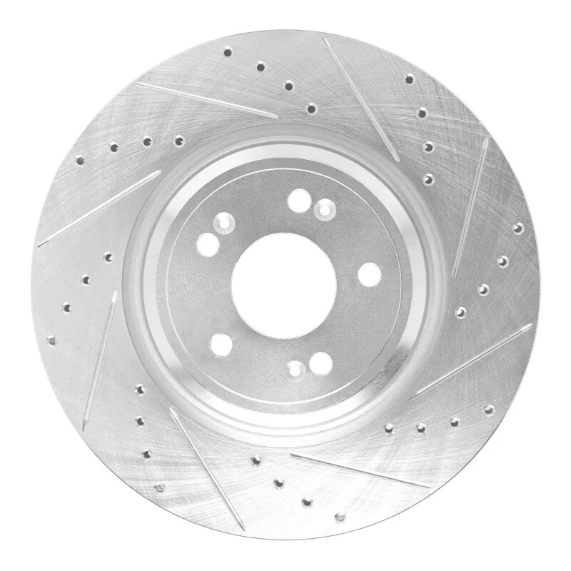 R1 Concepts 631-10008R, R1 21-25 Genesis GV70 Front Right Drilled & Slotted Silver Brake Rotor