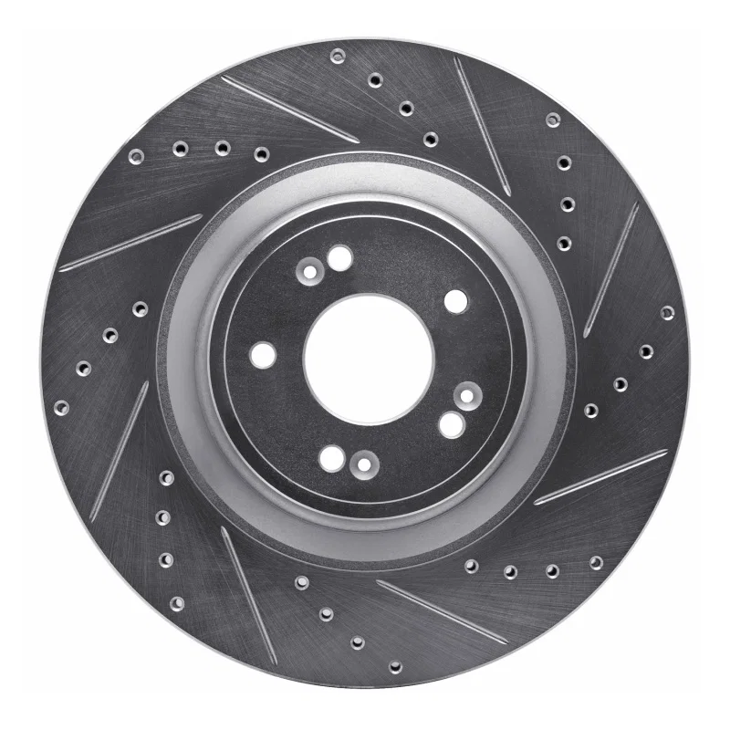 R1 Concepts 631-03057R, R1 18-20 Genesis G80 Front Right Drilled & Slotted Silver Brake Rotor