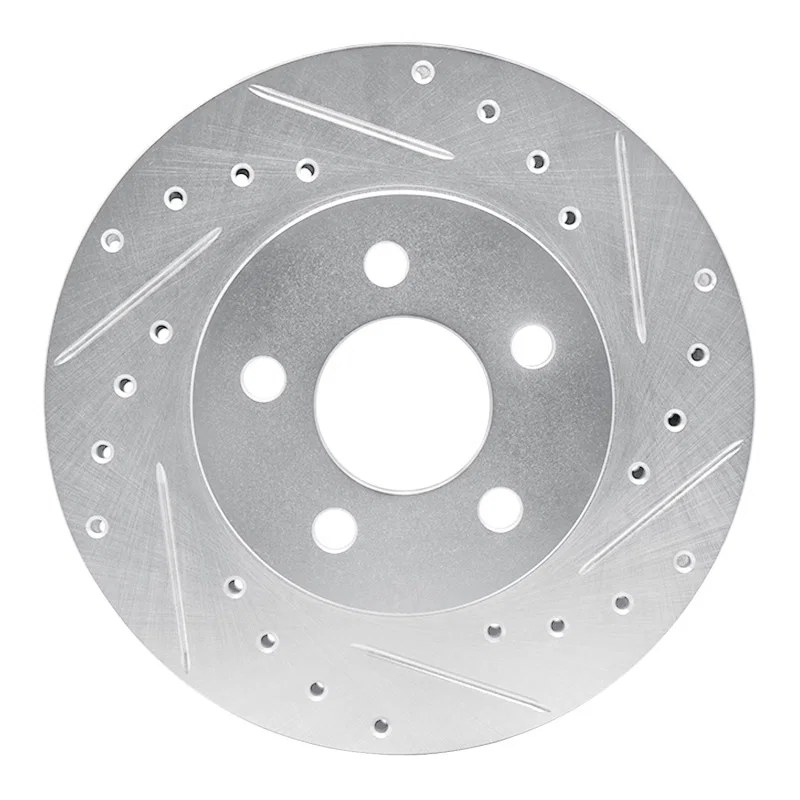 R1 Concepts 631-40080R, R1 96-00 Chrysler Voyager Front Right Drilled & Slotted Silver Brake Rotor