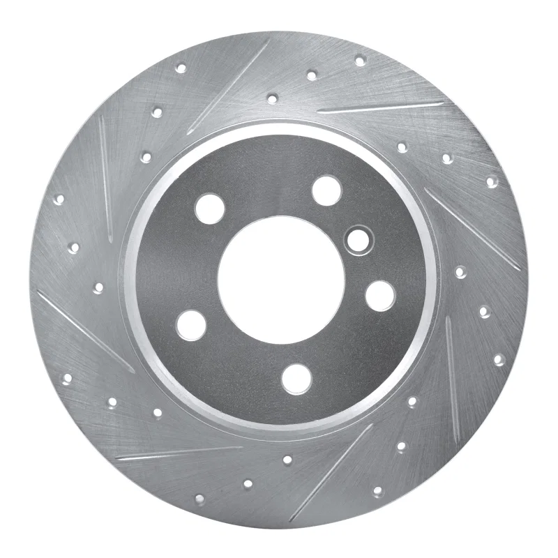 R1 Concepts 631-31135L, R1 00-06 BMW X5 Front Left Drilled & Slotted Silver Brake Rotor