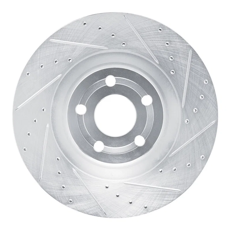 R1 Concepts 631-54296R, R1 22-25 Ford Maverick Front Right Drilled & Slotted Silver Brake Rotor