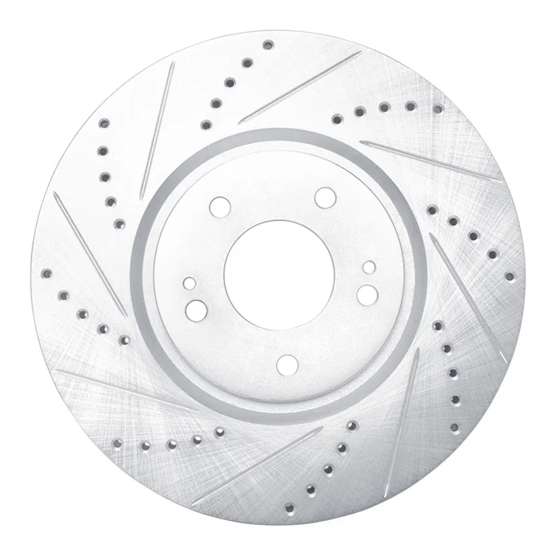 R1 Concepts 631-72035L, R1 03-06 Mitsubishi Lancer Front Left Drilled & Slotted Silver Brake Rotor