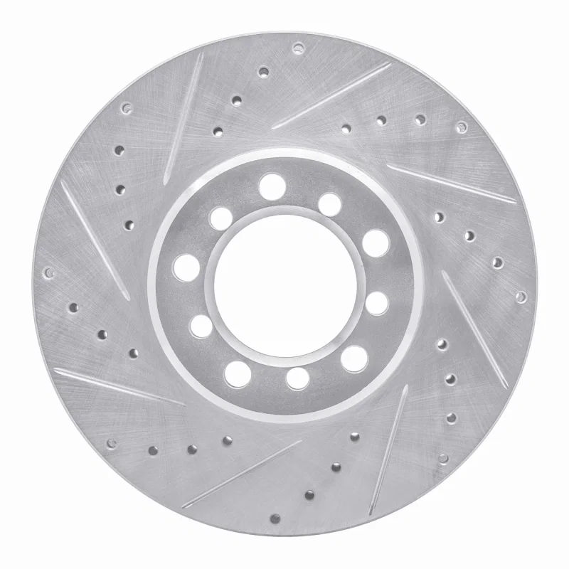R1 Concepts 631-63017L, R1 85-91 Mercedes-Benz 300SD Front Left Drilled & Slotted Silver Brake Rotor