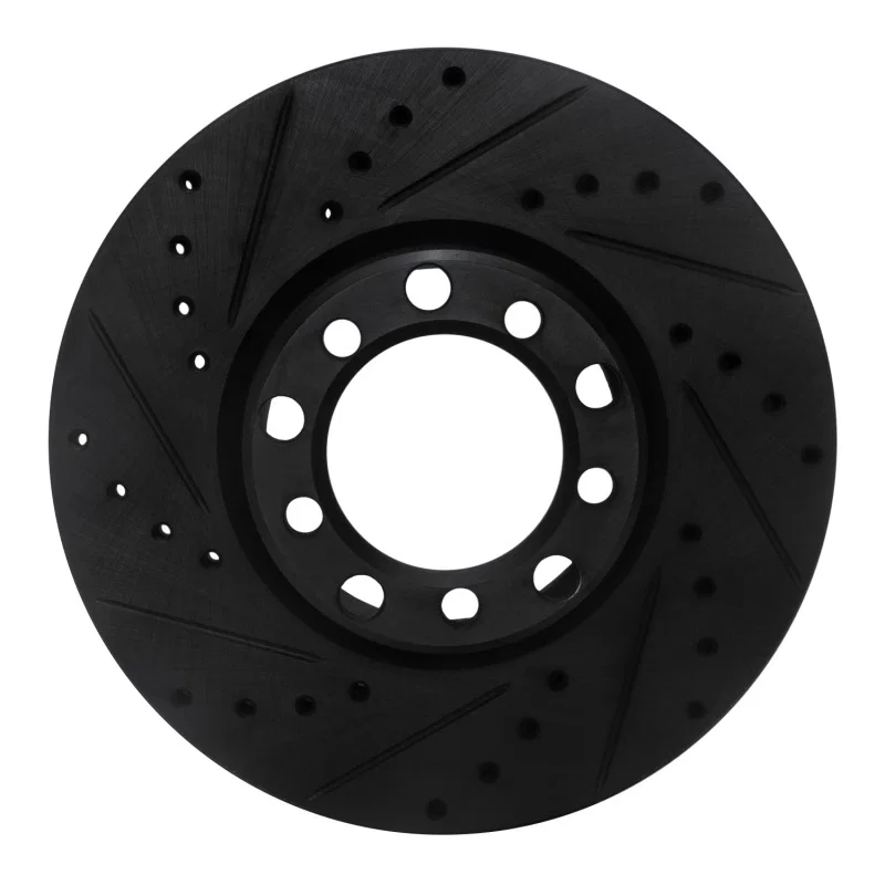 R1 Concepts 633-63007L, R1 82-85 Mercedes-Benz 380SEC Front Left Drilled & Slotted Black Brake Rotor